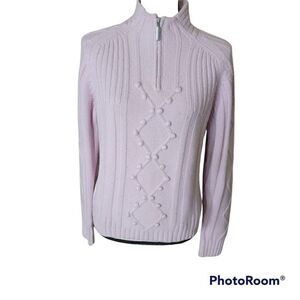 COPY - Sunice Quarter Zip, Wool Blend Ribbed Sweater. Size L.